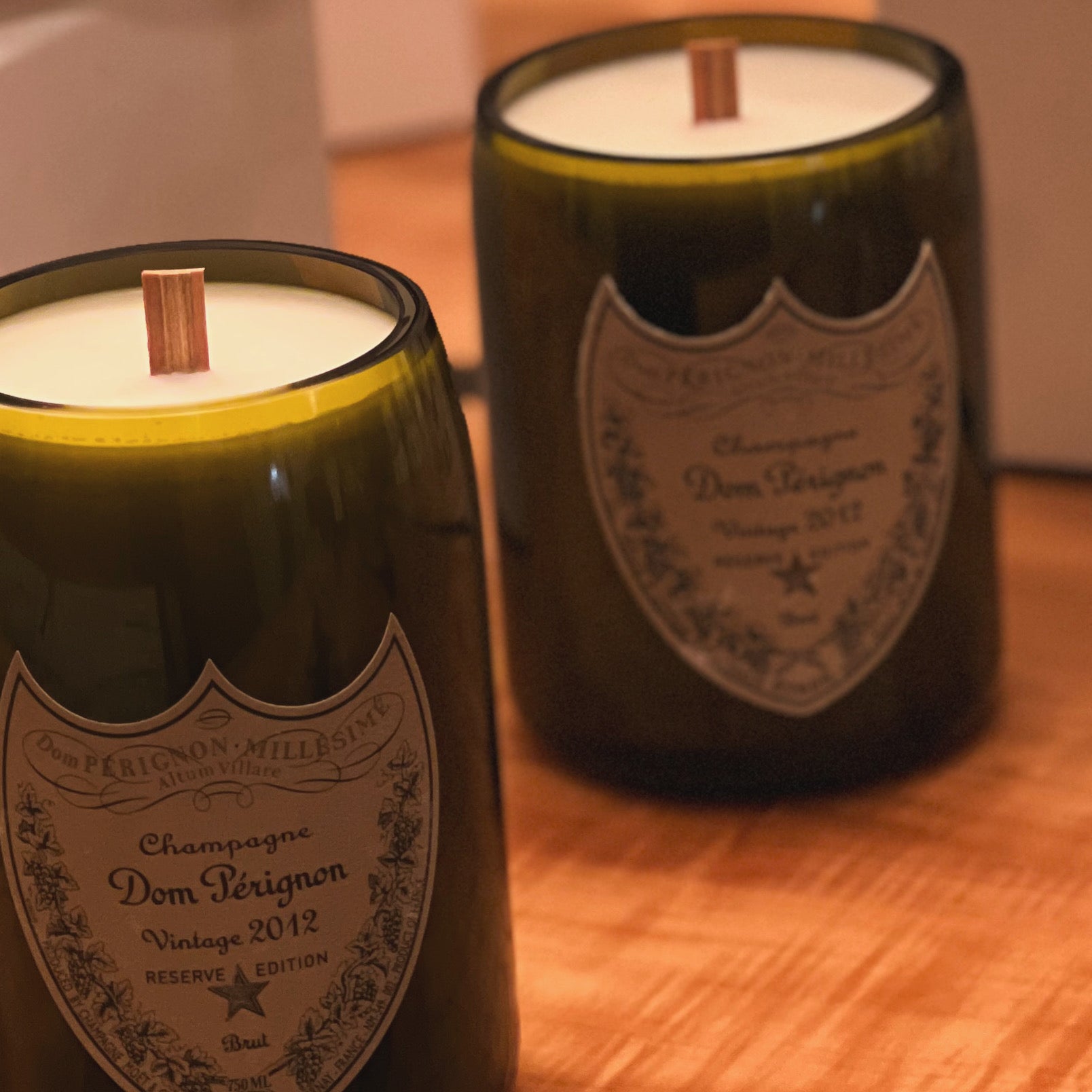 Recycled Dom Perignon 2012 Bottle Candle